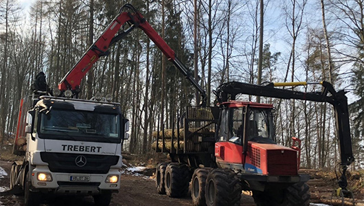 Timber transport with machine